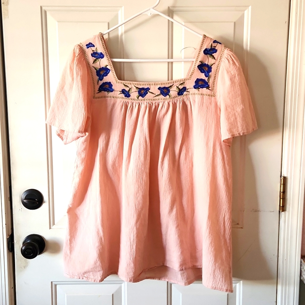 Easel Embroidered Top